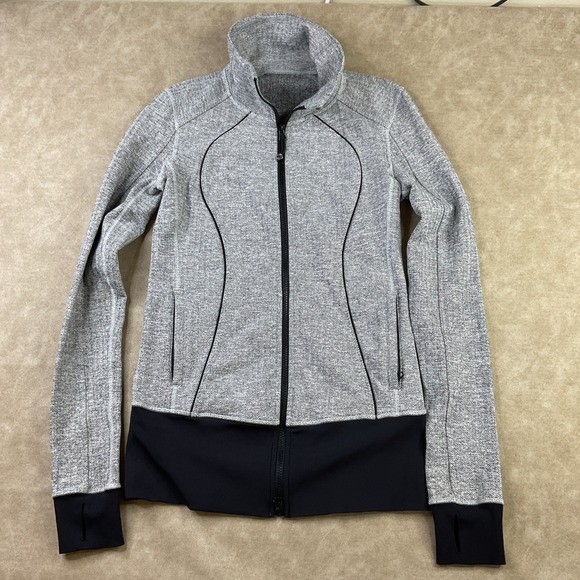 Lululemon Asana Jacket Herringbone Long Sleeve Full Zip Thumb Holes Women Sz 6 - Picture 6 of 9